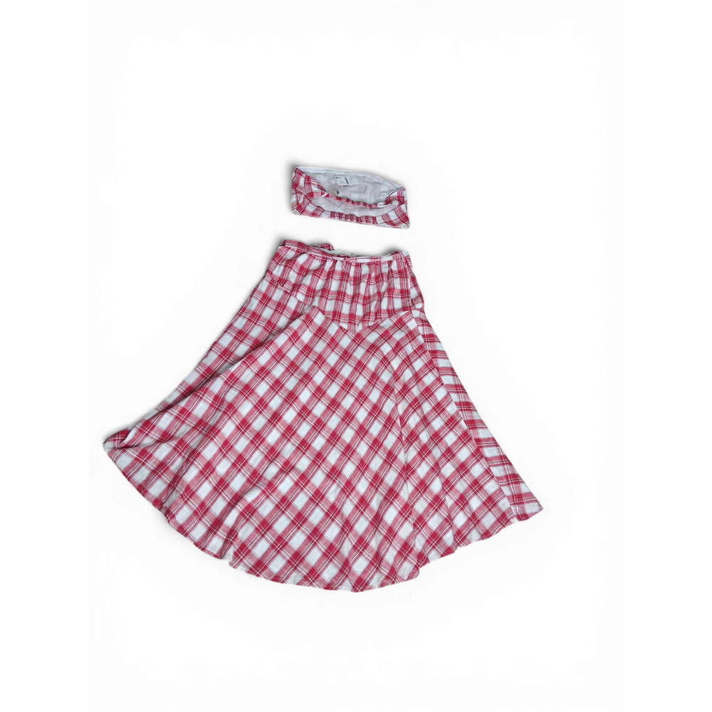 New with Tags Free People Set Red Plaid Strapless Crop Top SZ L Skirt SZ M - Picture 4 of 15